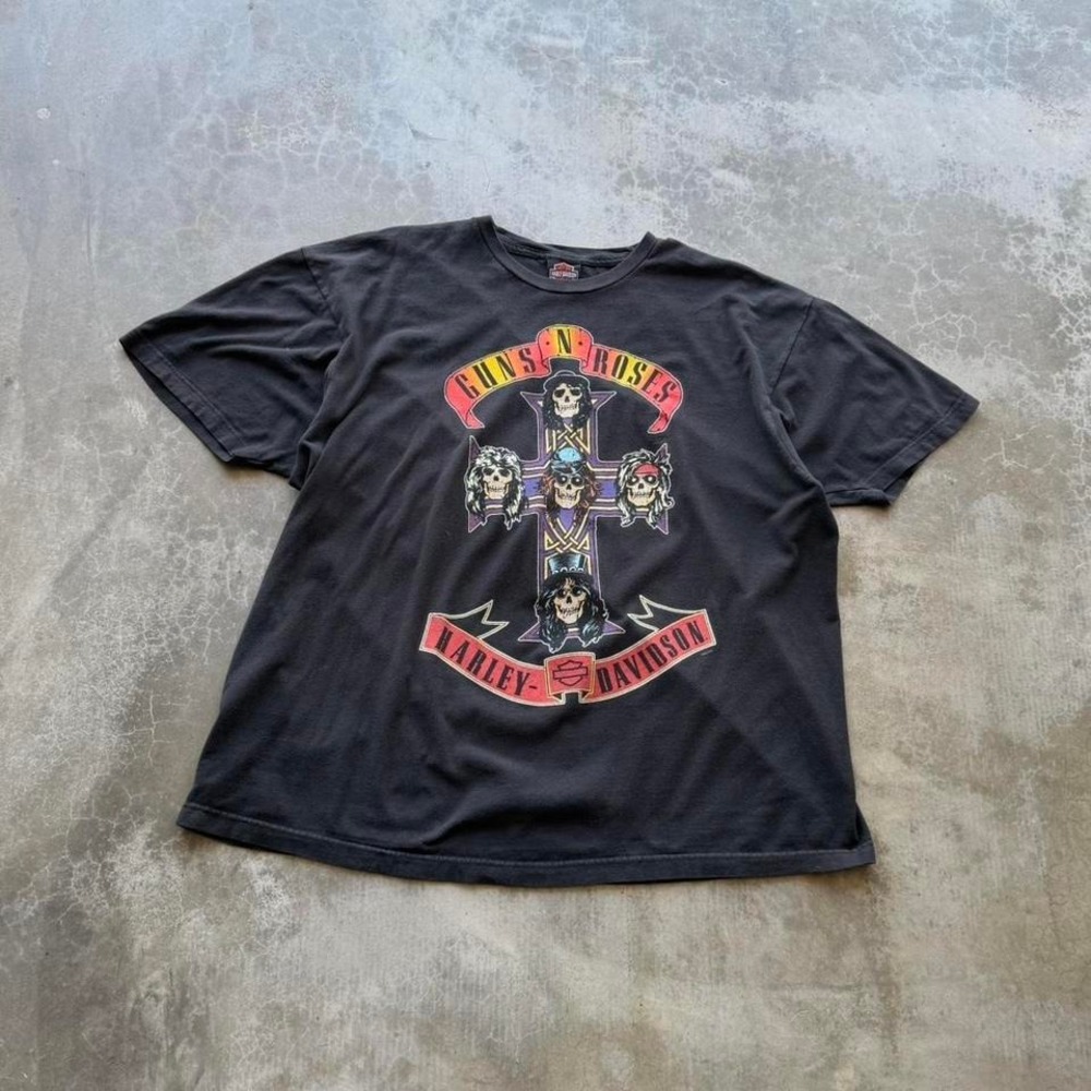 Vintage 2000's Harley Davidson Guns N' Roses biker band tee shirt Size fits XL
